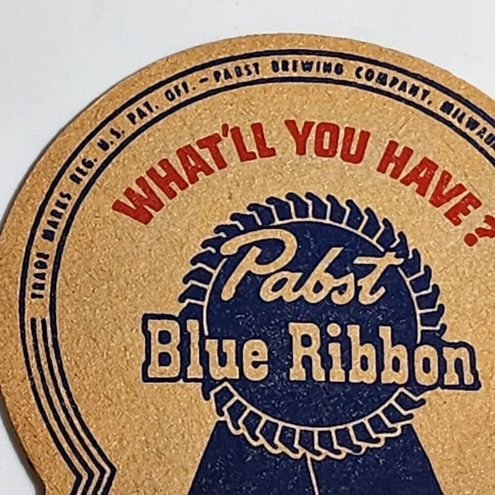 Pabst Blue Ribbon Beer Coasters Two What'll You Have Brewery Pub Tavern Vintage
